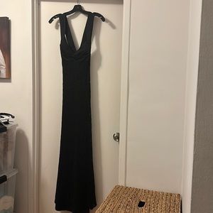 Calvin Klein Black Maxi Dress with Deep V-Neck